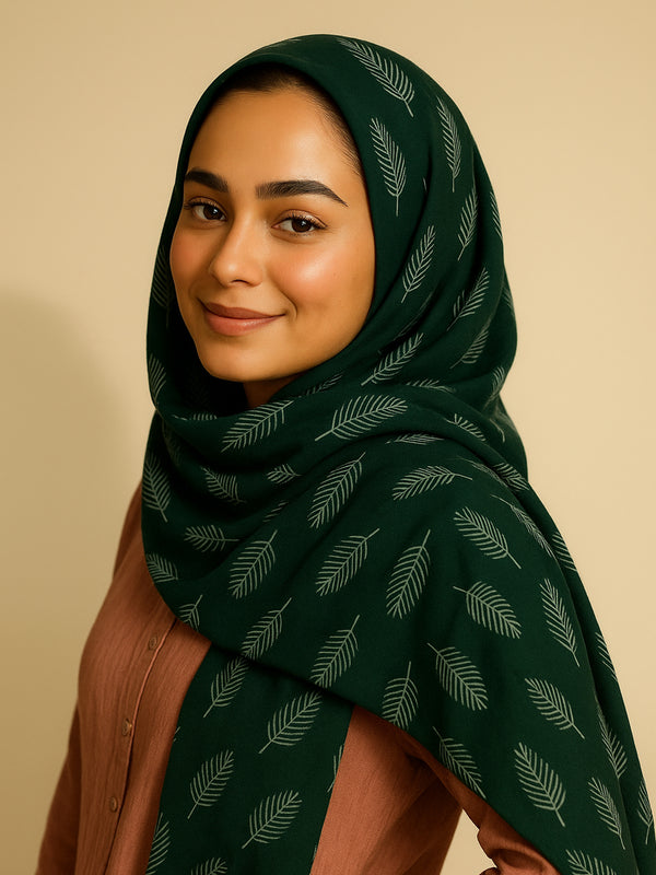 Leaf Me Alone Hijab - Bottle Green